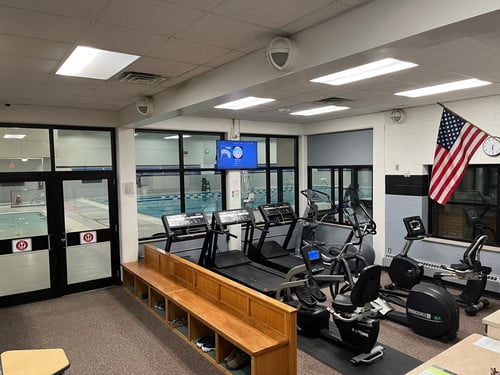 Foyer with cardio equipment.