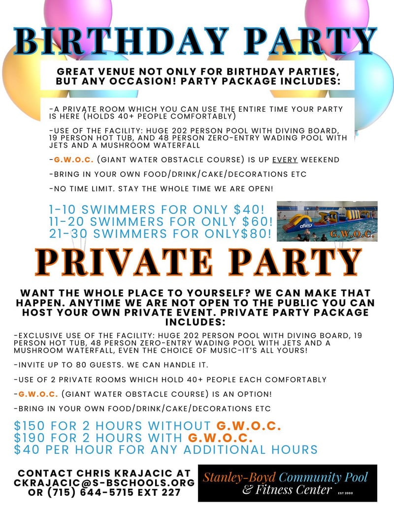 pool party details and cost